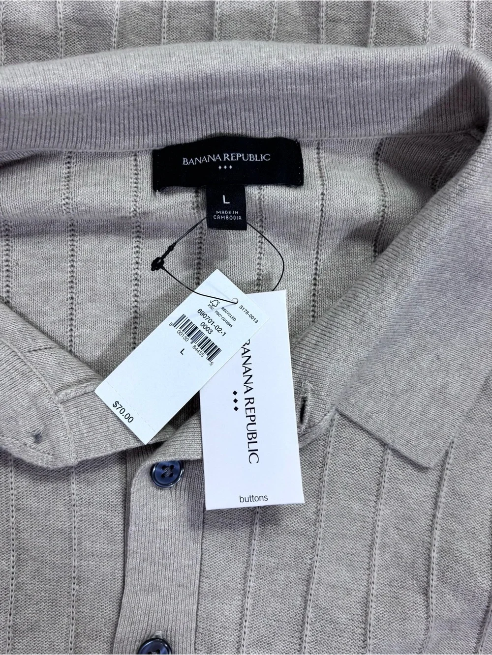 Banana Republic Ribbed Sweater Polo NWT Coastal Grandfather Quiet Luxury Resort